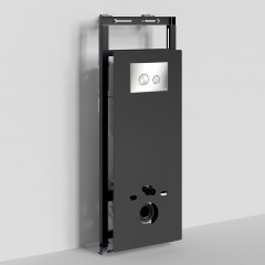 Инсталляция WasserKRAFT Salm 27TLT.010.ME.BL.BN01 для унитаза Черное стекло с клавишей смыва Никель