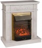 Электрокамин RealFlame Adelaida WT белый камень с очагом Majestic Lux Brass