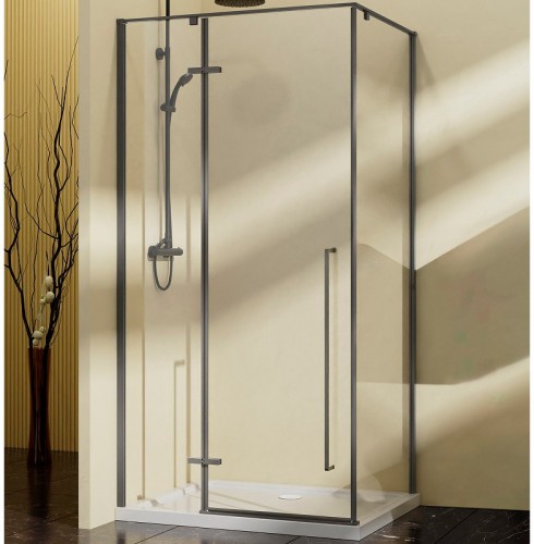 Душевой уголок Vincea Slim-N 100x90 VSR-5SN9010CLGM профиль Вороненая сталь стекло прозрачное