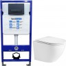 Комплект унитаза WeltWasser Merzbach 043 GL-WT 10000009939 с инсталляцией WellWant Standart 50 WWISI111BB с сиденьем Микролифт и Черной матовой клавишей смыва