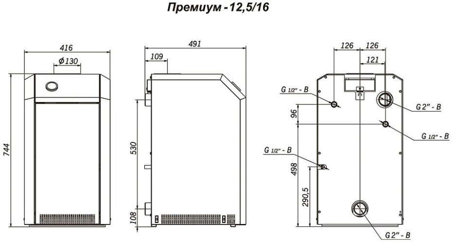 Напольный газовый котел отопления Лемакс Премиум 12,5