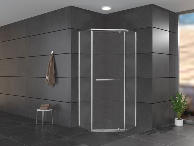 Душевой уголок Ceruttispa Chika ZP101T 100x100 профиль Хром стекло прозрачное