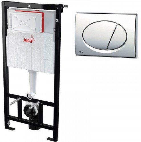 Комплект унитаза Vincea Evo Rimless VT1-34S с инсталляцией Alcaplast Sadromodul AM101/1120-3:1 RU M71-0001 с сиденьем Микролифт и клавишей смыва Хром