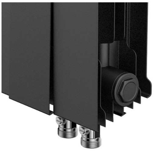 Биметаллический секционный радиатор отопления Royal Thermo PianoForte Noir Sable 200 / 18 секций нижнее правое подключение