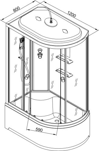 Душевая кабина Deto EM 4512 L с электрикой