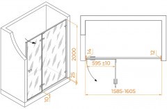 Душевая дверь RGW Stilvoll SV-004-B 160 353200416-14 профиль Черный стекло прозрачное