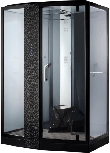 Душевая кабина Orans 150x100 L 89102lb с баней профиль Черный задние стенки Черные