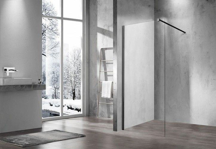 Душевая перегородка Vincea Walk-In 110 VSW-1H110CLB профиль Черный матовый стекло прозрачное