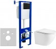 Комплект унитаза WeltWasser Merzbach 043 GL-WT 10000009939 с инсталляцией Berges Atom 410 040340 с сиденьем Микролифт и Черной матовой клавишей смыва