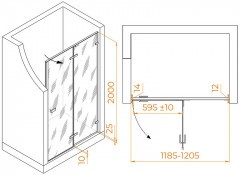 Душевая дверь RGW Stilvoll SV-004-B 120 353200412-14 профиль Черный стекло прозрачное
