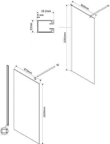 Душевая перегородка Vincea Walk-In 90 VSW-1H900CLB профиль Черный матовый стекло прозрачное