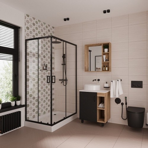 Душевой уголок Niagara Nova NG-6810-08 BLACK 120х80 профиль Черный стекло прозрачное