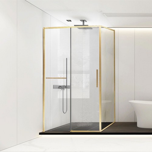 Душевой уголок Vincea Slim Soft 130x80 VSR-1SS8013CLG профиль Брашированное золото стекло прозрачное