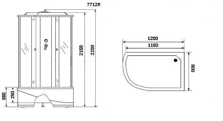 Душевая кабина Niagara Luxe 120x80 NG-7712GR с гидромассажем