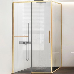 Душевой уголок Vincea Slim Soft 140x80 VSR-1SS8014CLG профиль Брашированное золото стекло прозрачное