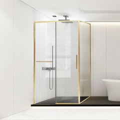 Душевой уголок Vincea Slim Soft 140x80 VSR-1SS8014CLG профиль Брашированное золото стекло прозрачное