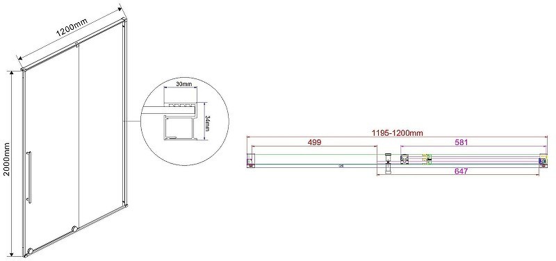 Душевая дверь Vincea Arno 120 VPS-1A120CLB профиль Черный стекло прозрачное