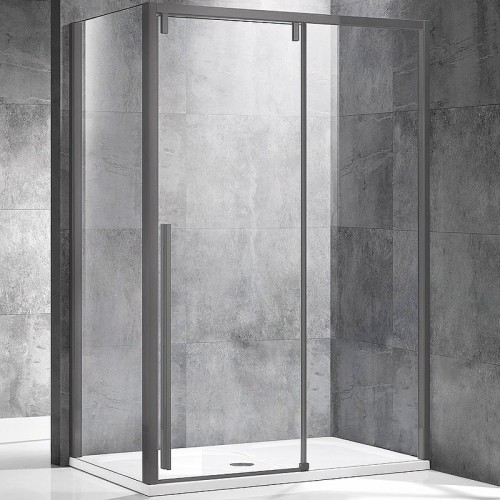 Душевой уголок Vincea Lugano 130x90 VSR-1L9013CLGM-1 профиль Вороненая сталь стекло прозрачное